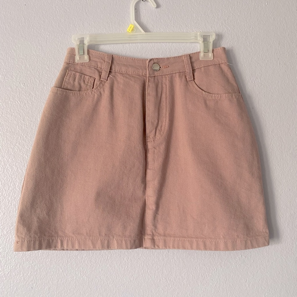 SHOPHERD- High Waist Mini Denim Skirt Pink